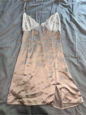 Garage Satin Slip Dress in Taupe